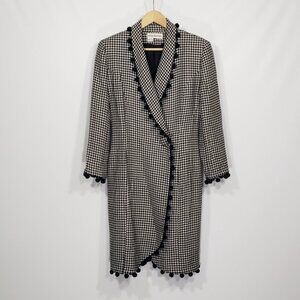 Vintage Nipon Boutique  Black White Houndstooth Wool Blend Coat  Size 4